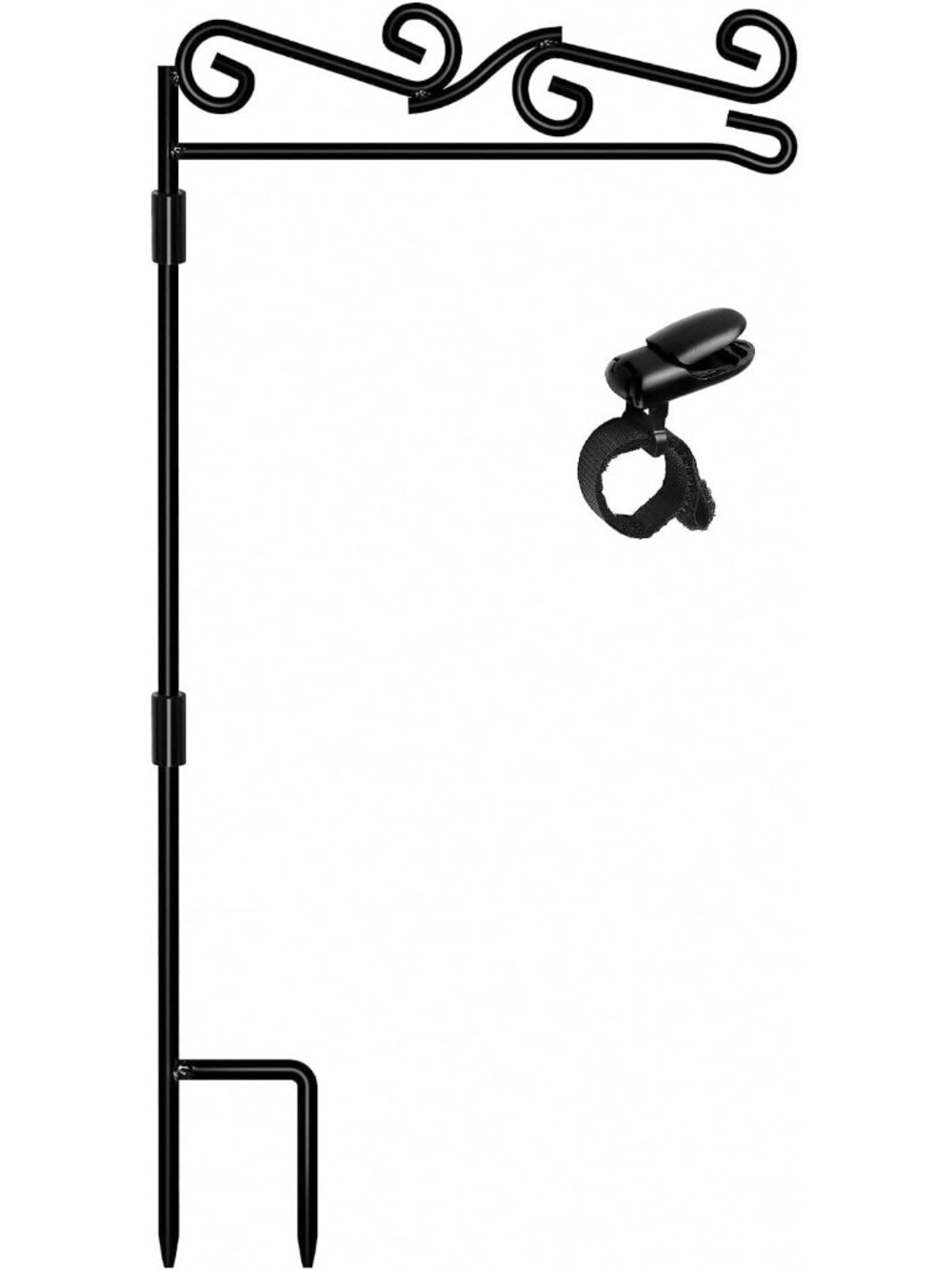 Garden Flag Stand, Premium Garden Flag Pole Holder Black Metal Powder-Coated Wea